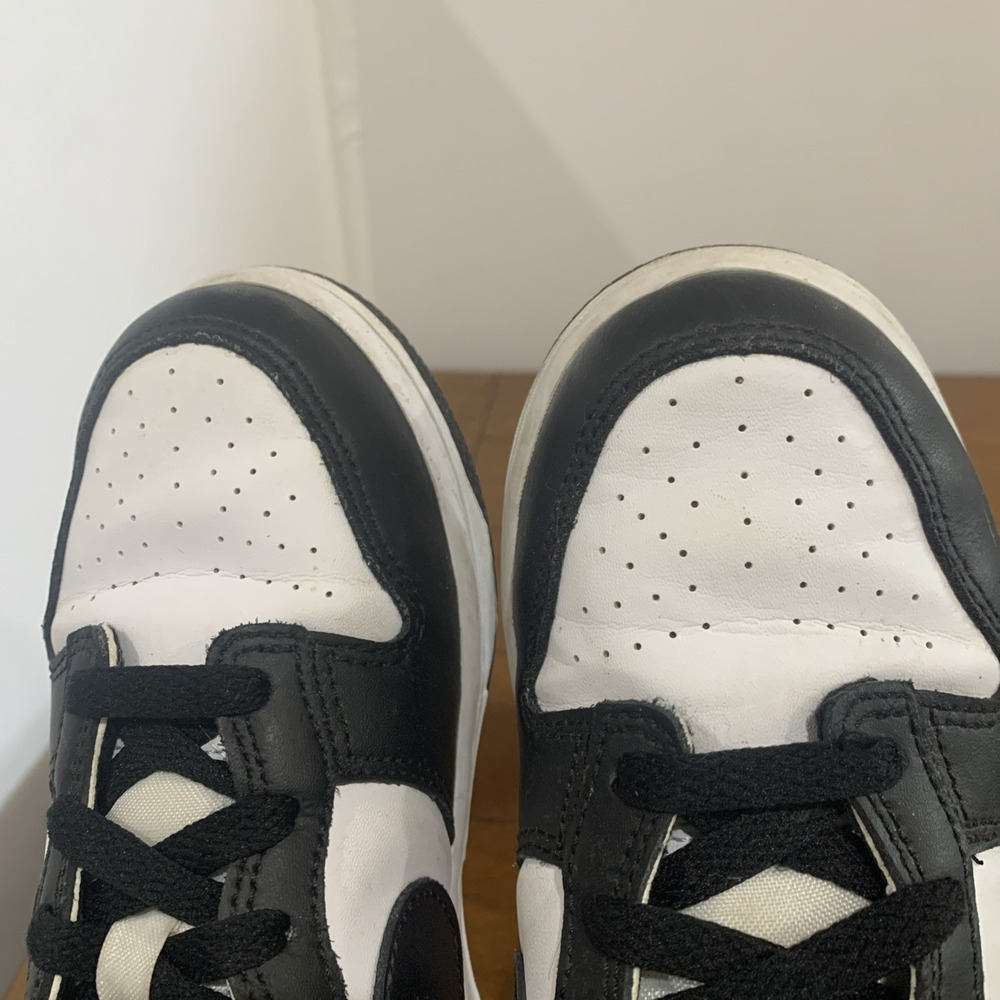 Nike Boys Dunk Low Sneakers Leather Panda Edition Size 3 Youth Boys Black White - Picture 10 of 10